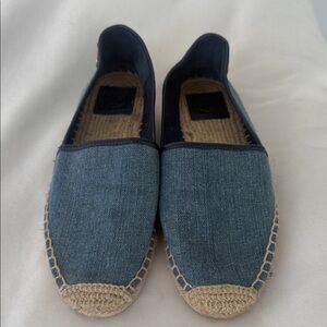 Tory Burch Navy Blue Denim Espadrille Flats